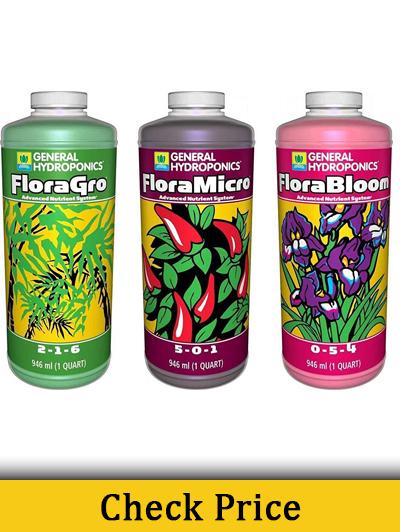 General Hydroponics Flora Grow, Bloom, Micro Combo Fertilizer set